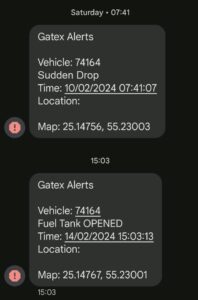 Fuel Theft SMS